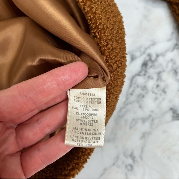 Max Studio Sherpa faux fur teddy jacket brown size medium - Picture 9 of 9